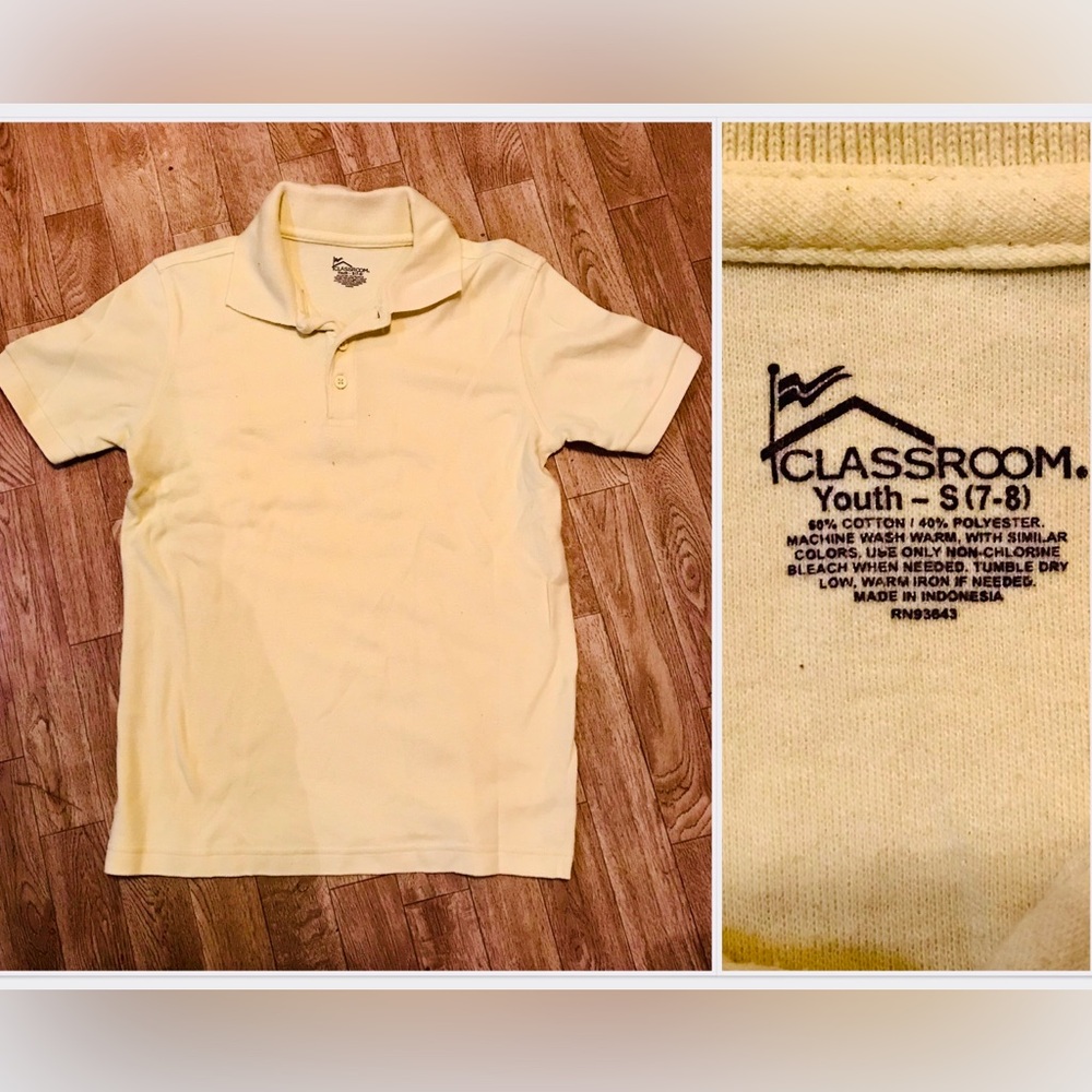 Classroom Youth unisex Moisture Wicking Polo /Yellow size S (7-8)